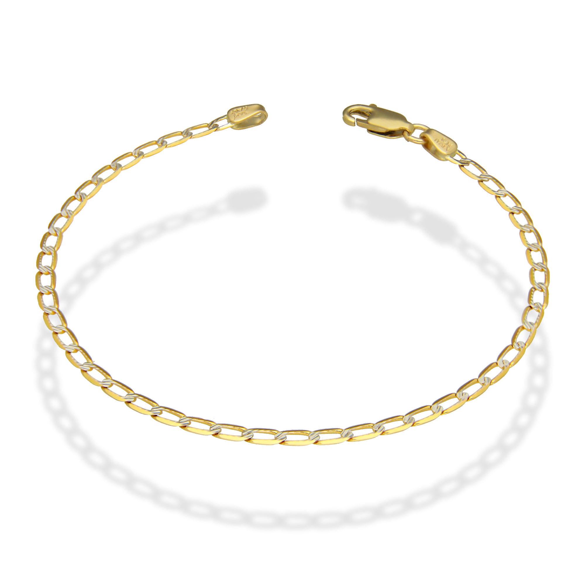 MR14PD020 Pulsera Dama Oro 14K Ojillo Diamantada 0*1 3 Mm x 18 Cm