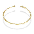 MR14PD022 Pulsera Dama Oro 14K Figaro Diamantada 3*1 3 Mm x 18 Cm