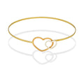 MR14PD090 Pulsera Dama Oro Sólido 14K Aro Corazones Duo Súper Ligero 18 cm