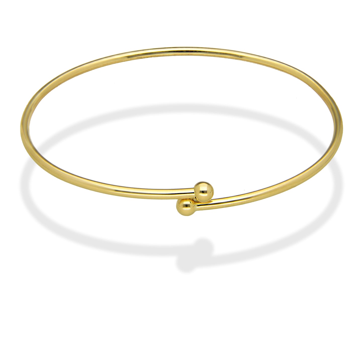 MR14PD093 Pulsera Dama Oro Sólido 14K Aro Terminal Esfera Liso 18 cm