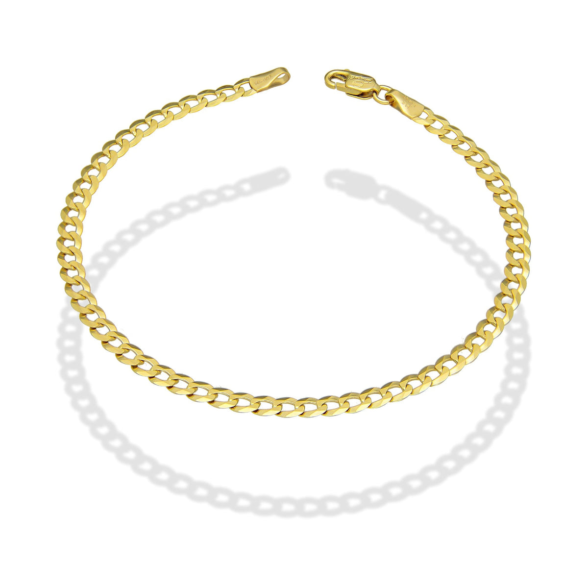 MR14PD101 Pulsera Dama Oro Sólido 14K Mod Cubana Americana 1*0 Lisa 3.2 mm x 18 cm