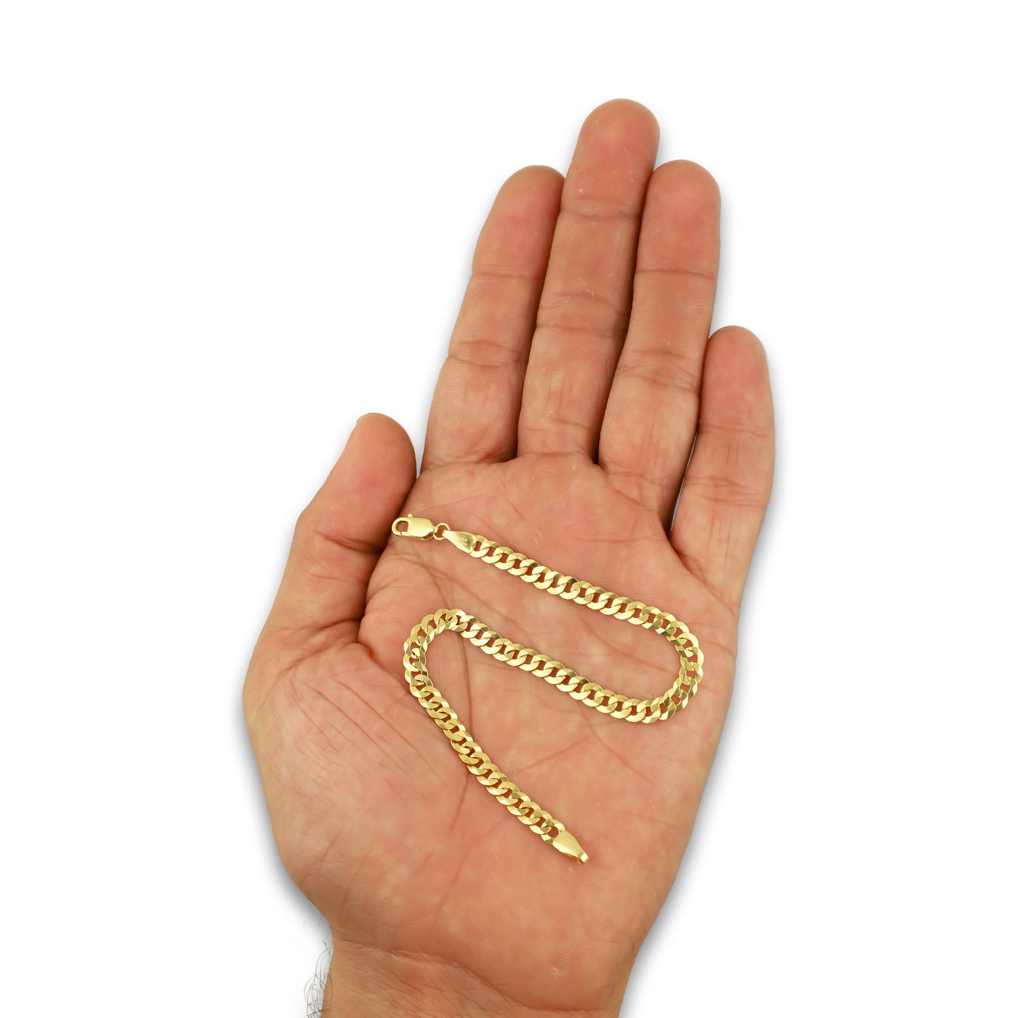 MR14PD102 Pulsera Dama Oro Sólido 14K Mod Cubana Americana 1*0 Lisa 4.5 mm x 18 cm