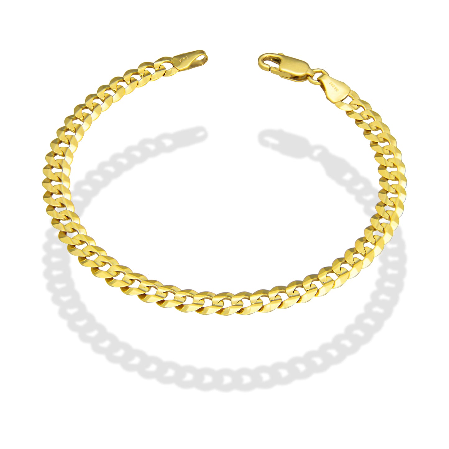 MR14PD103 Pulsera Dama Oro Sólido 14K Mod Cubana Americana 1*0 Lisa 5 mm x 18 cm