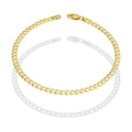 MR14PD104 Pulsera Dama Oro Sólido 14K Mod Cubana Americana 1*0 Diamantada 3.2 mm x 18 cm