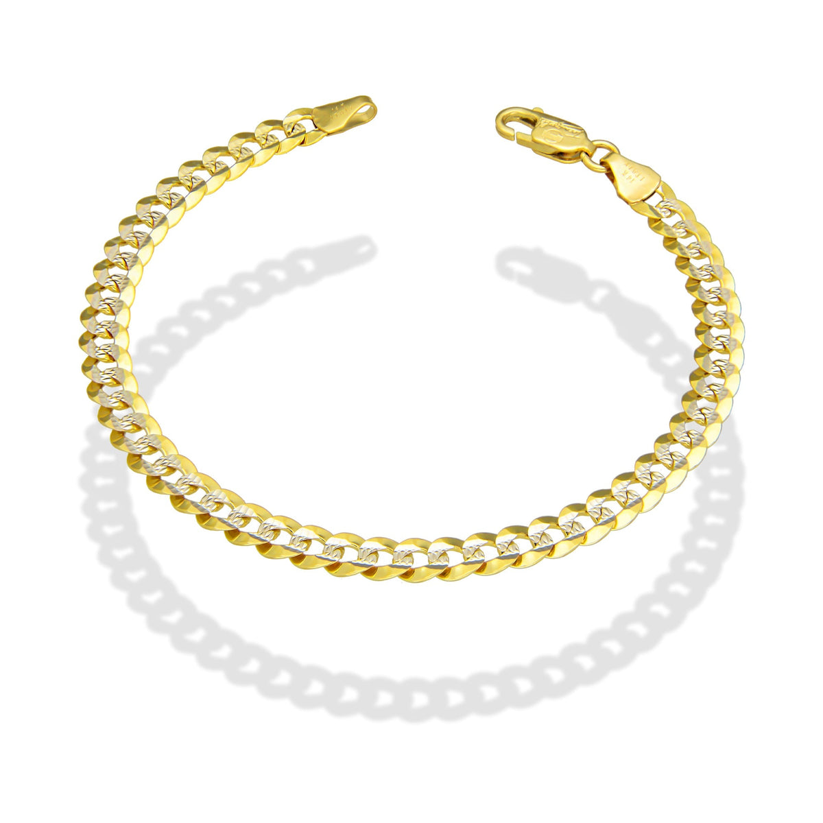 MR14PD106 Pulsera Dama Oro Sólido 14K Mod Cubana Americana 1*0 Diamantada 5 mm x 18 cm