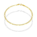 MR14PD107 Pulsera Dama Oro Sólido 14K Mod Fígaro 3*1 Diamantada 2.7 mm x 18 cm