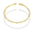 MR14PD108 Pulsera Dama Oro Sólido 14K Mod Fígaro 3*1 Diamantada 3.5 mm x 18 cm