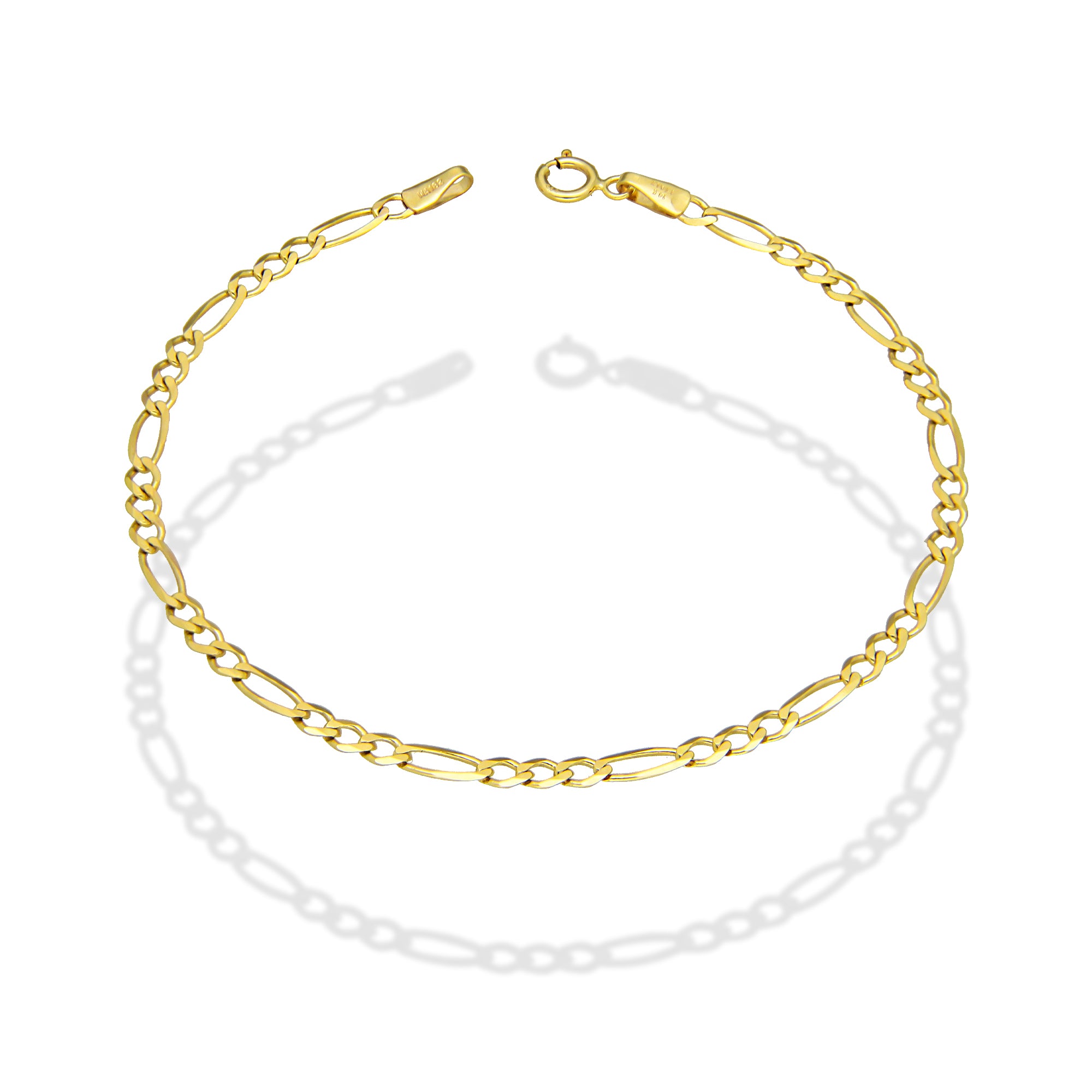 MR14PD110 Pulsera Dama Oro Sólido 14K Mod Fígaro 3*1 Lisa 2.7 mm x 18 cm