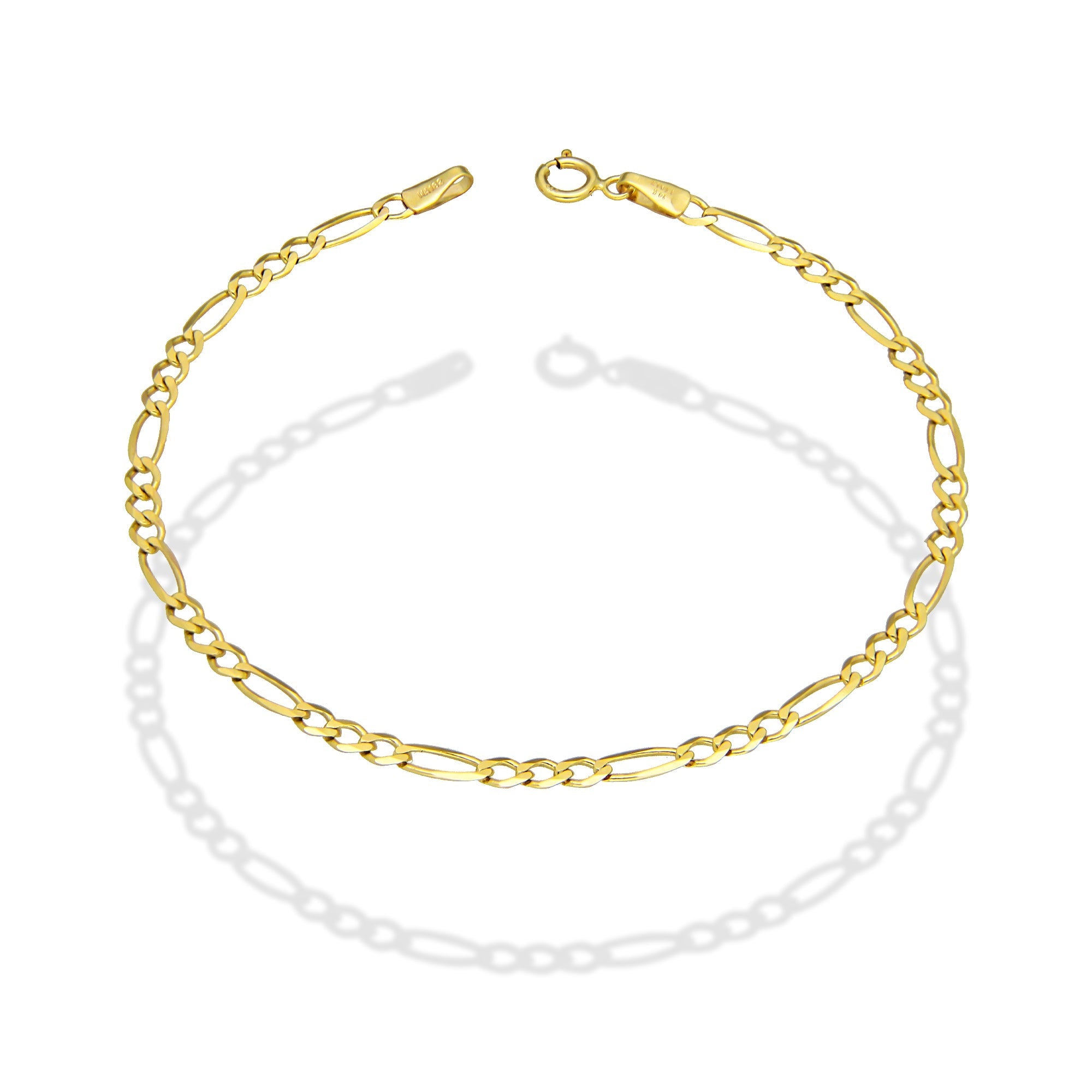 MR14PD110 Pulsera Dama Oro Sólido 14K Mod Fígaro 3*1 Lisa 2.7 mm x 18 cm