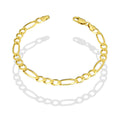 MR14PD113 Pulsera Dama Oro Sólido 14K Mod Fígaro 3*1 Lisa 5 mm x 18 cm