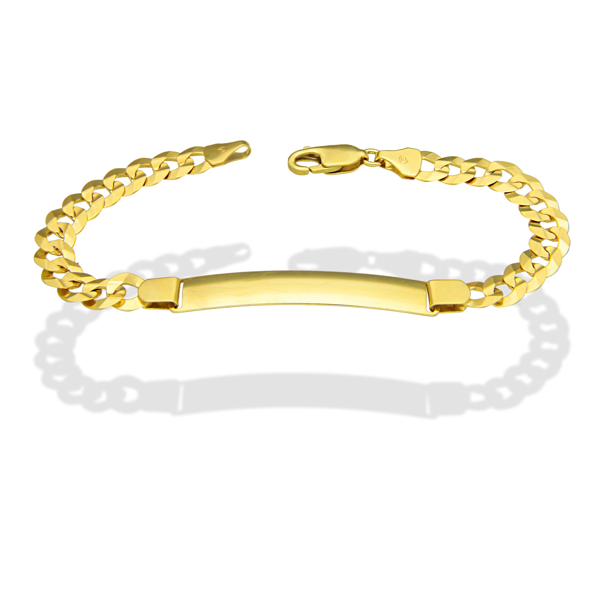 MR14PD118 Pulsera Esclava Dama Oro Sólido 14K Mod Cubana Americana Diamantada 7 mm x 18 cm