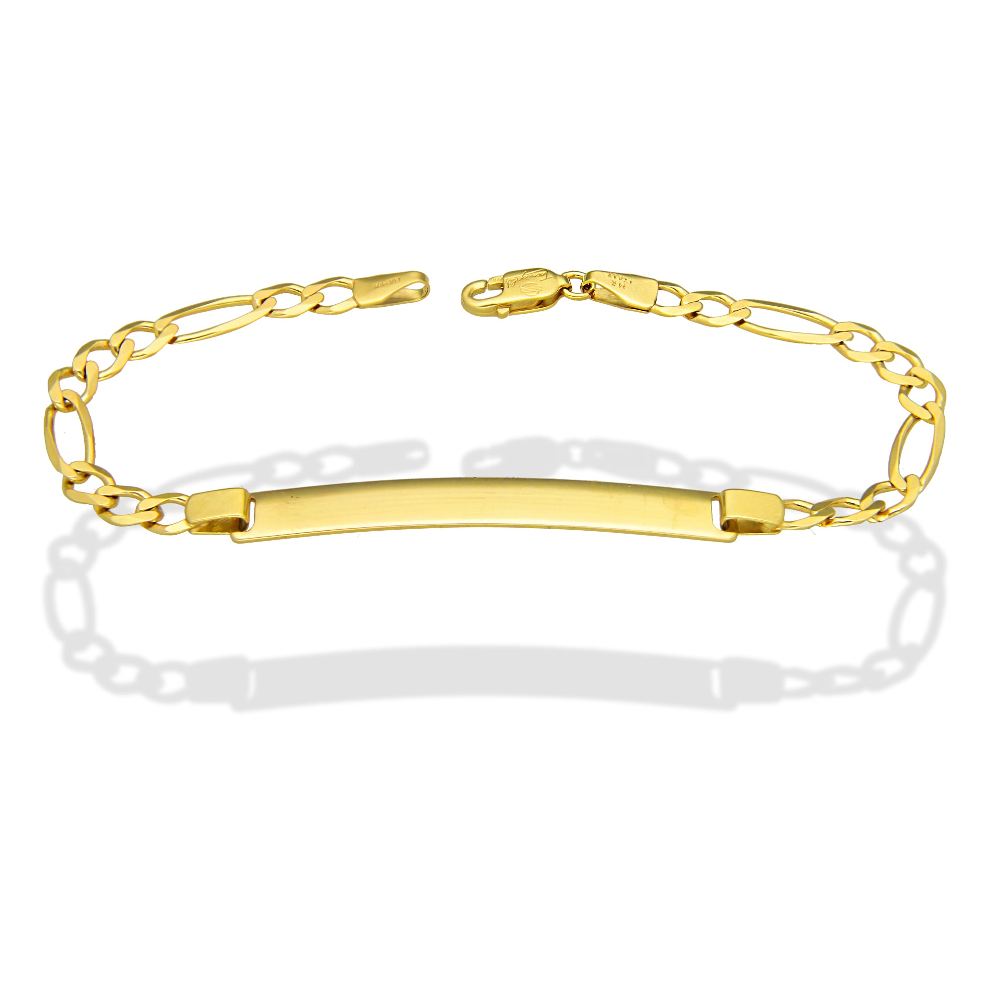 MR14PD119 Pulsera Esclava Dama Oro Sólido 14K Mod Fígaro 3*1 Lisa 4.5 mm x 18 cm