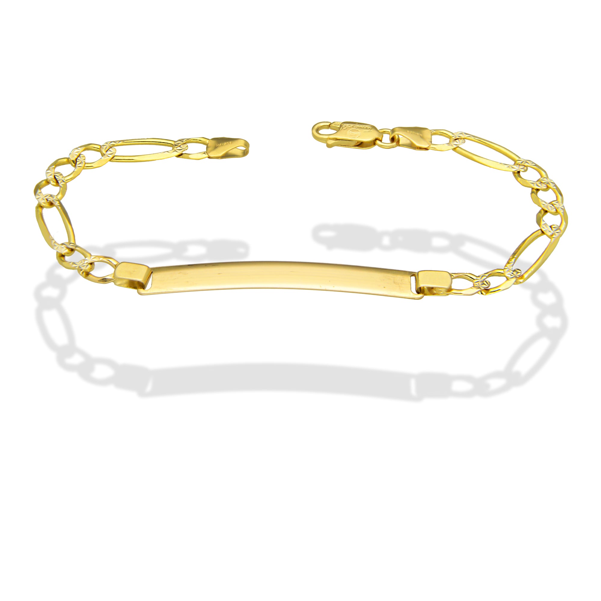 MR14PD120 Pulsera Esclava Dama Oro Sólido 14K Mod Fígaro 3*1 Lisa 5 mm x 18 cm