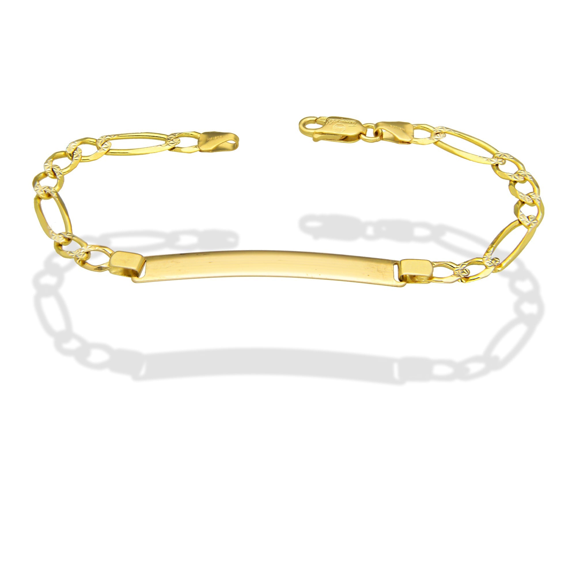 MR14PD120 Pulsera Esclava Dama Oro Sólido 14K Mod Fígaro 3*1 Lisa 5 mm x 18 cm