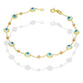 MR14PD143 Pulsera Dama Oro Sólido 14K EMF14 Modelo Ojitos Turcos Super Ligera Florentino 5 mm x 19 cm