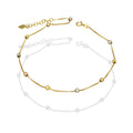 MR14TB003 Pulsera Tobillera Dama Oro Sólido 14K Mod Veneciana con Bolitas Facetadas Florentino 3 mm Ajustable de 23 a 25 cm
