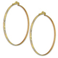 NR14AR009 Arete Arracada Oro Sólido 14K Florentino Diamantado Ancho 3 mm DIámetro 5.7 cm