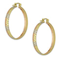 NR14AR014 Arete Arracada Oro Sólido 14K Florentino Diamantado Ancho 4.5 mm DIámetro 3.5 cm