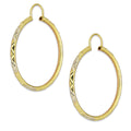 NR14AR024 Arete Arracada Oro Sólido 14K Tubo 2 mm Láser Florentino Diamantado DIámetro 2.9 cm