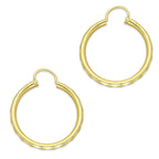 NR14AR032 Arete Arracada Oro Sólido 14K Facetada Tubo 2.5 mm Diámetro 2.5 cm