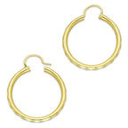 NR14AR032 Arete Arracada Oro Sólido 14K Facetada Tubo 2.5 mm Diámetro 2.5 cm