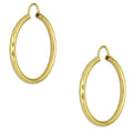 NR14AR033 Arete Arracada Oro Sólido 14K Facetada Tubo 2.5 mm Diámetro 3 cm