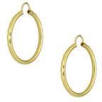 NR14AR033 Arete Arracada Oro Sólido 14K Facetada Tubo 2.5 mm Diámetro 3 cm
