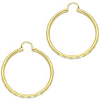 NR14AR034 Arete Arracada Oro Sólido 14K Facetada Tubo 2.5 mm Diámetro 3.6 cm