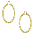 NR14AR034 Arete Arracada Oro Sólido 14K Facetada Tubo 2.5 mm Diámetro 3.6 cm