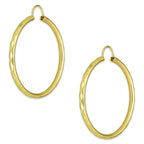 NR14AR034 Arete Arracada Oro Sólido 14K Facetada Tubo 2.5 mm Diámetro 3.6 cm