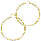 NR14AR036 Arete Arracada Oro Sólido 14K Facetada Tubo 2.5 mm Diámetro 5.3 cm