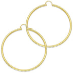 NR14AR037 Arete Arracada Oro Sólido 14K Facetada Tubo 2.5 mm Diámetro 5.8 cm