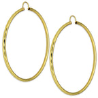 NR14AR037 Arete Arracada Oro Sólido 14K Facetada Tubo 2.5 mm Diámetro 5.8 cm