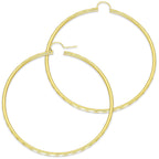 NR14AR039 Arete Arracada Oro Sólido 14K Facetada Tubo 2.5 mm Diámetro 7.5 cm