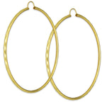 NR14AR039 Arete Arracada Oro Sólido 14K Facetada Tubo 2.5 mm Diámetro 7.5 cm