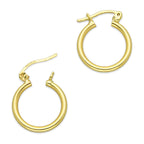 NR14AR040 Arete Arracada Oro Sólido 14K Tubo Liso 2 mm Diámetro 1.6 cm