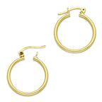 NR14AR041 Arete Arracada Oro Sólido 14K Tubo Liso 2 mm Diámetro 2 cm