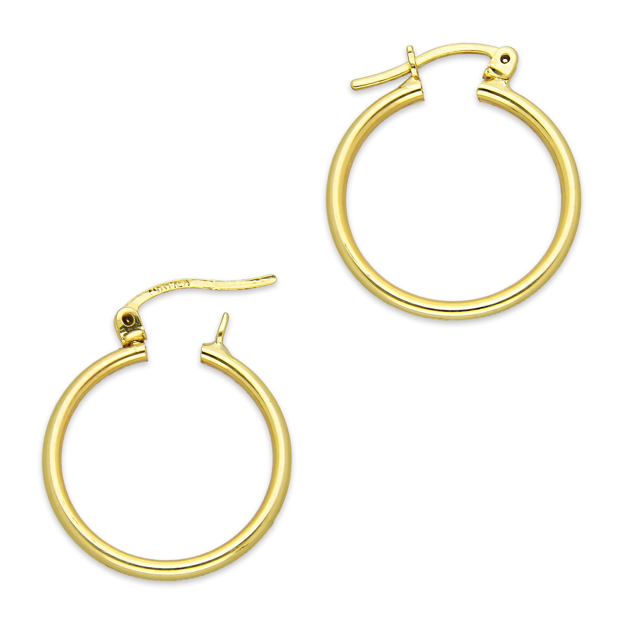 NR14AR041 Arete Arracada Oro Sólido 14K Tubo Liso 2 mm Diámetro 2 cm