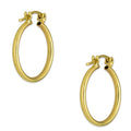 NR14AR041 Arete Arracada Oro Sólido 14K Tubo Liso 2 mm Diámetro 2 cm