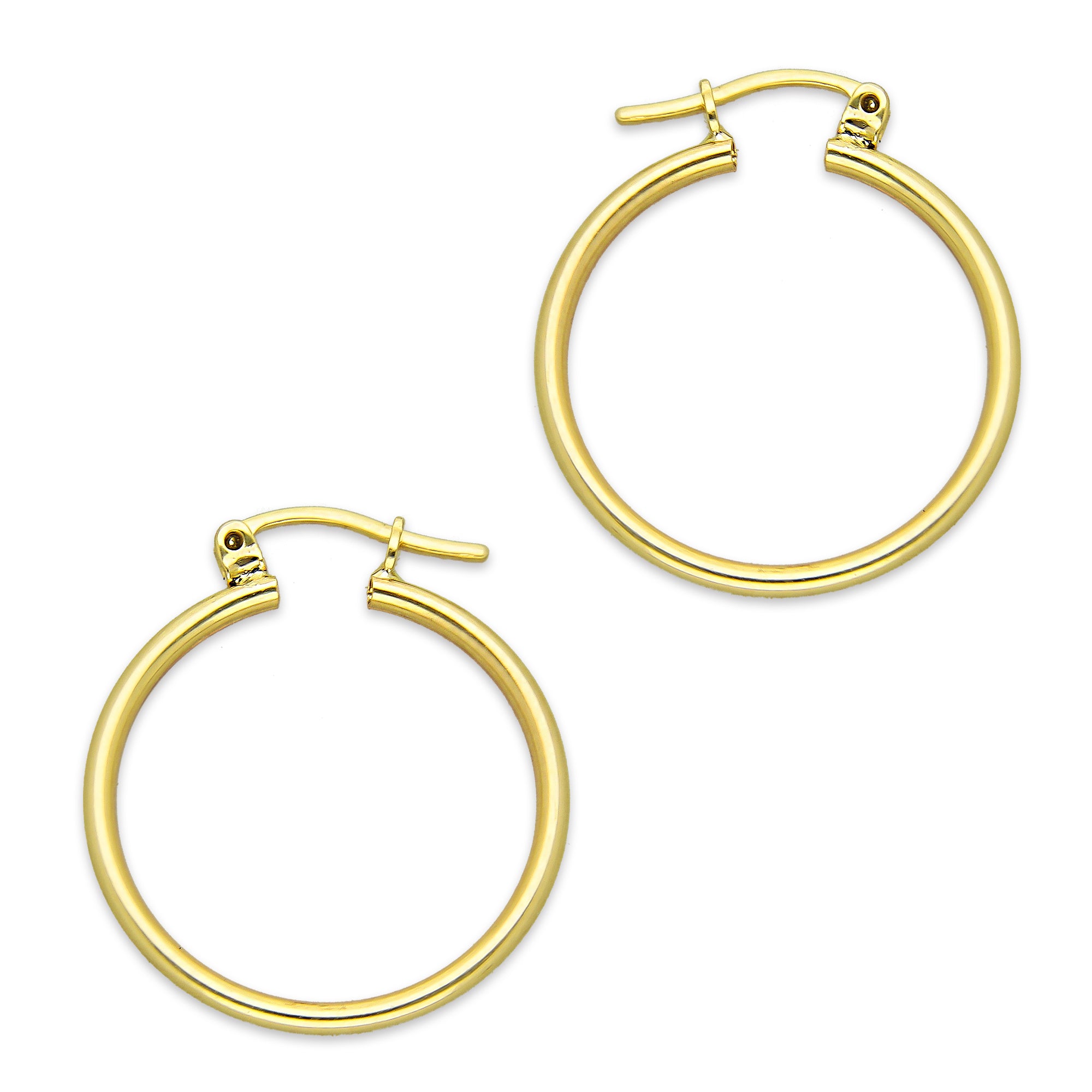 NR14AR042 Arete Arracada Oro Sólido 14K Tubo Liso 2 mm Diámetro 2.3 cm