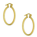 NR14AR042 Arete Arracada Oro Sólido 14K Tubo Liso 2 mm Diámetro 2.3 cm
