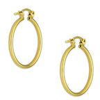 NR14AR042 Arete Arracada Oro Sólido 14K Tubo Liso 2 mm Diámetro 2.3 cm