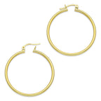 NR14AR043 Arete Arracada Oro Sólido 14K Tubo Liso 2 mm Diámetro 3 cm