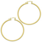 NR14AR045 Arete Arracada Oro Sólido 14K Tubo Liso 2 mm Diámetro 4.3 cm