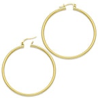 NR14AR045 Arete Arracada Oro Sólido 14K Tubo Liso 2 mm Diámetro 4.3 cm