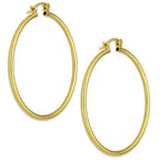 NR14AR045 Arete Arracada Oro Sólido 14K Tubo Liso 2 mm Diámetro 4.3 cm