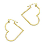 NR14AR046 Arete Arracada Oro Sólido 14K Corazón Liso Diámetro 3 cm