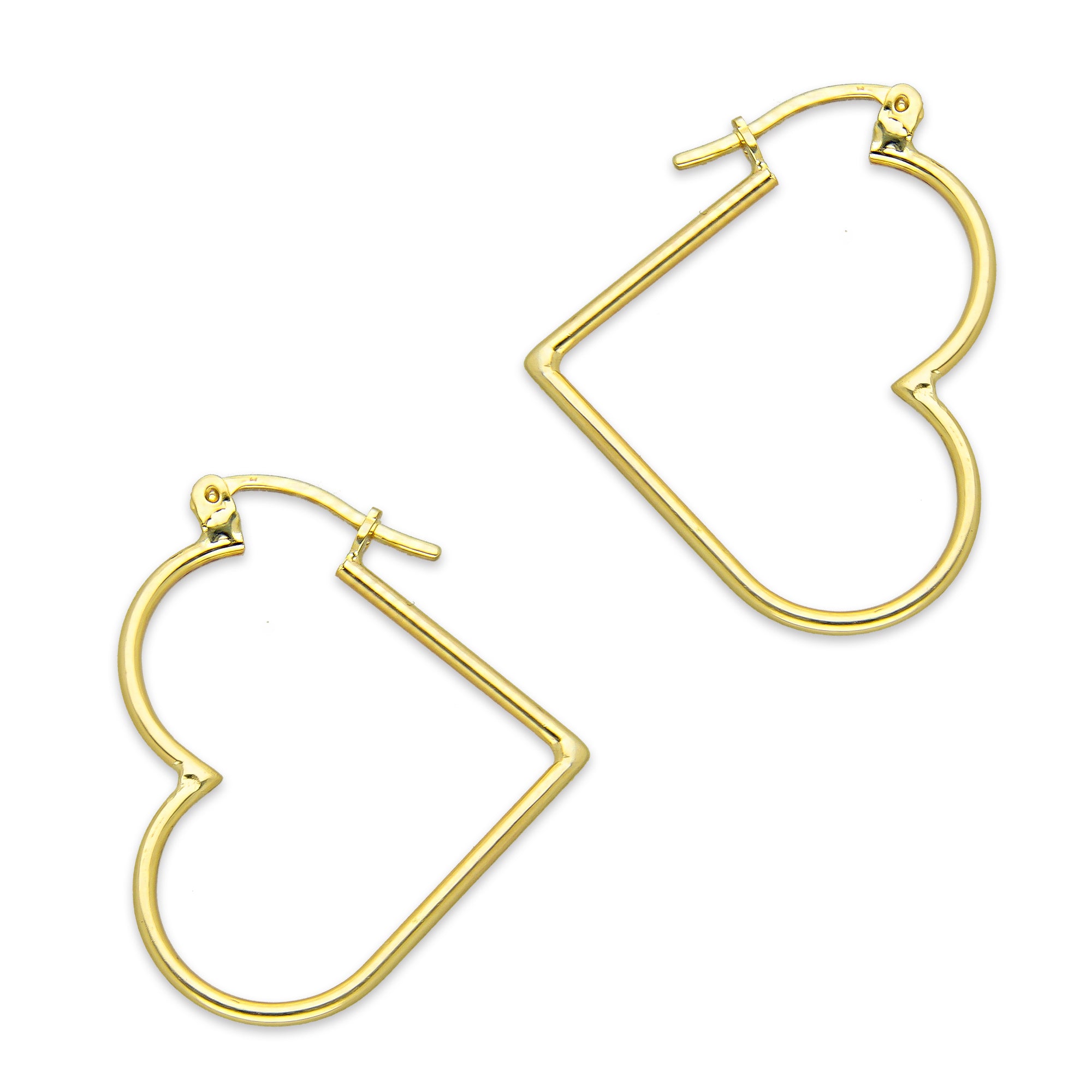NR14AR046 Arete Arracada Oro Sólido 14K Corazón Liso Diámetro 3 cm