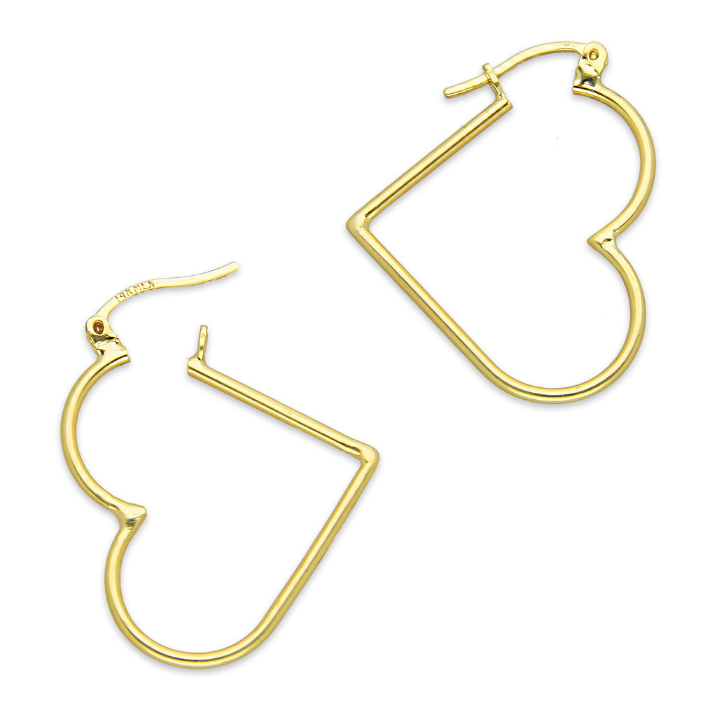 NR14AR046 Arete Arracada Oro Sólido 14K Corazón Liso Diámetro 3 cm