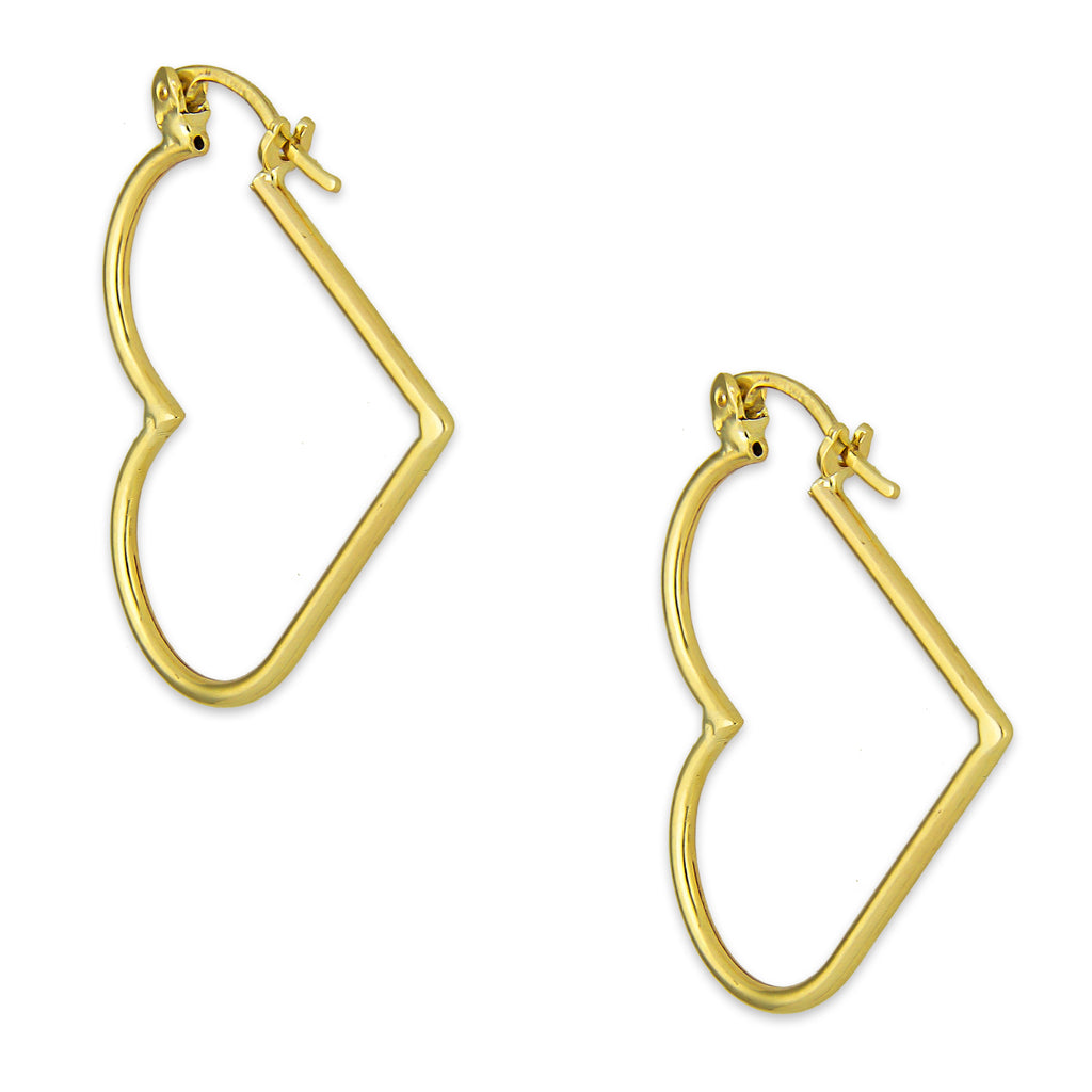 NR14AR046 Arete Arracada Oro Sólido 14K Corazón Liso Diámetro 3 cm